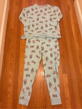 Cuddl Duds Light Blue Sloth Print Pajama Set